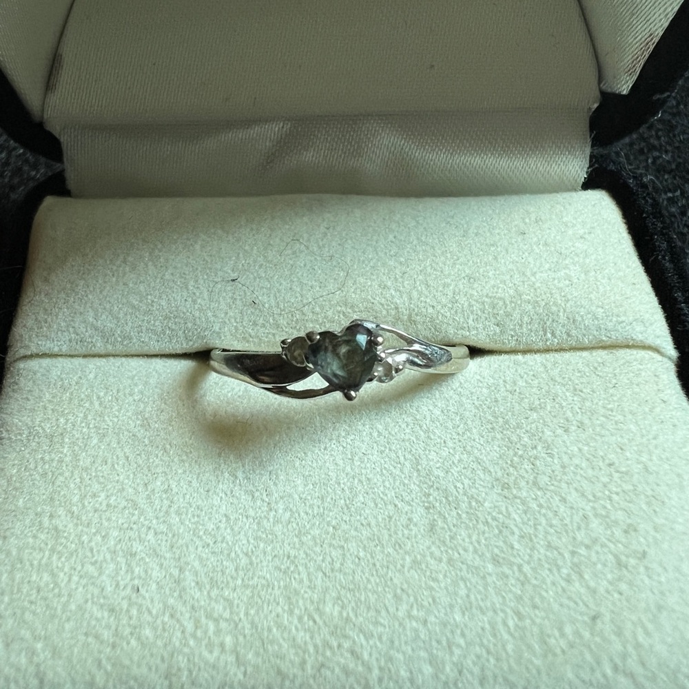 Mystic Topaz heart shaped ring with cubic zirconia - size 6.5